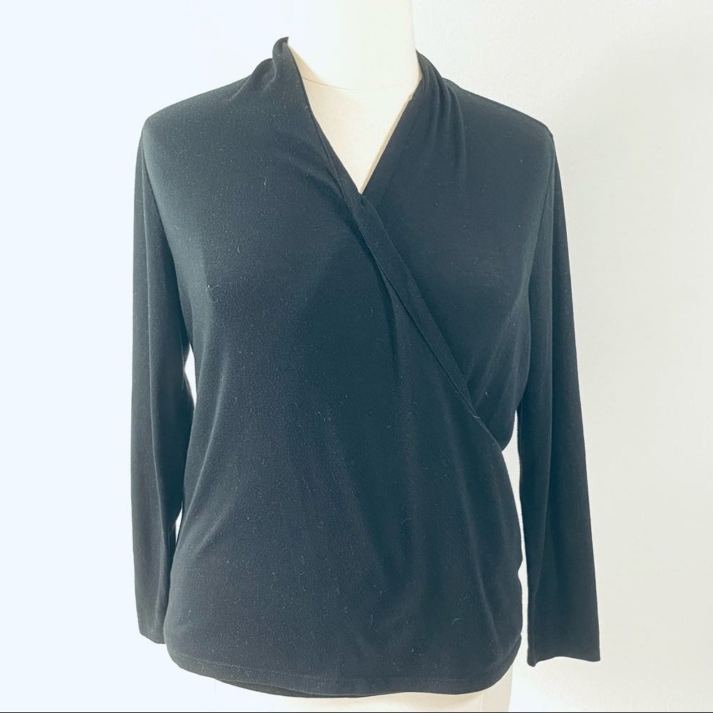 Talbots Faux Wrap Sweater Black 1X